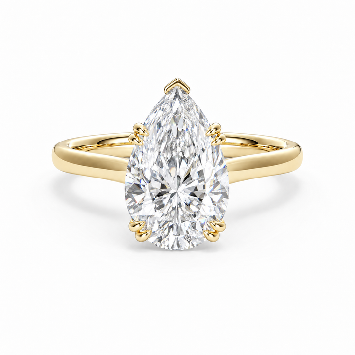 Elevé Cathedral Pear Diamond Engagement Ring with Double Prong
