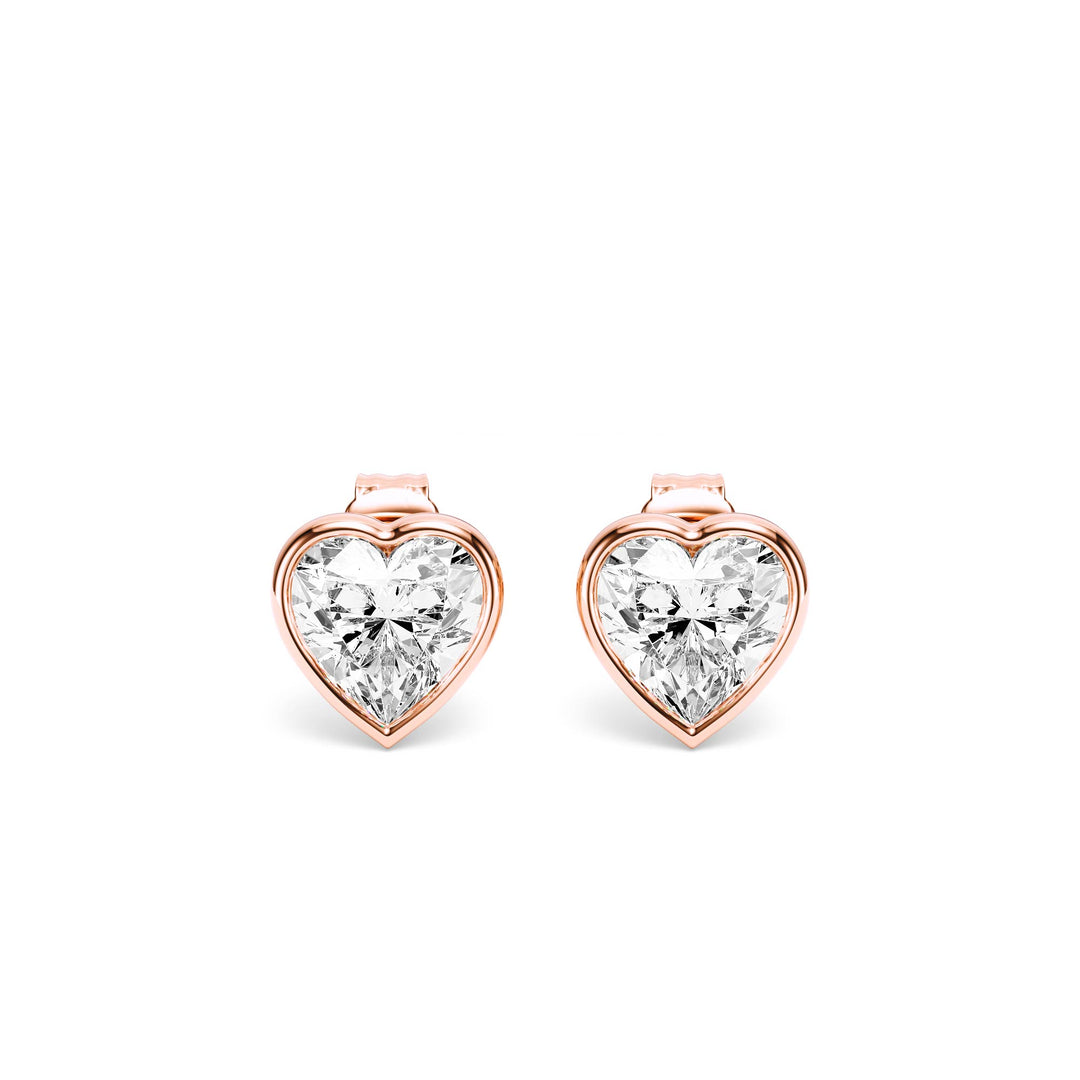 Deco Bezel Heart Lab Diamond Studs - E1112