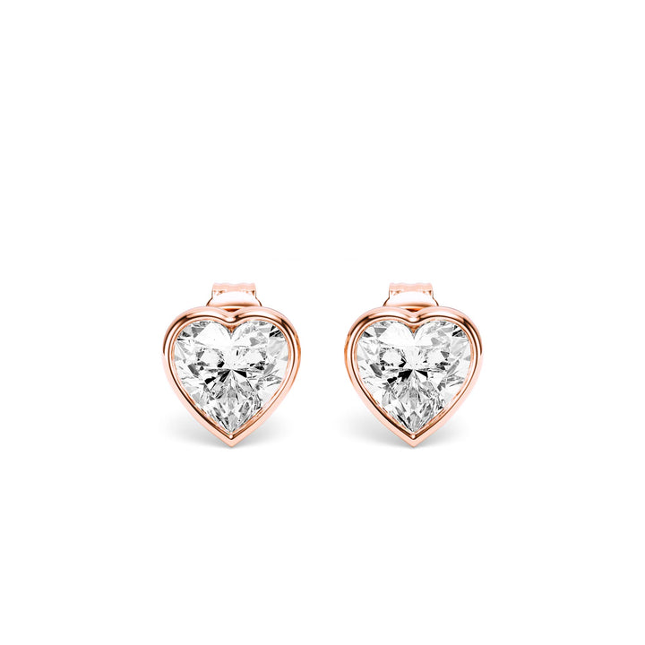 Deco Bezel Heart Lab Diamond Studs - E1112