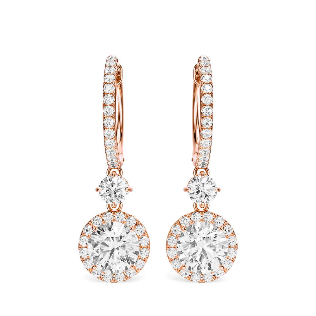 Halo Drop Round Lab Diamond Earrings - E1114