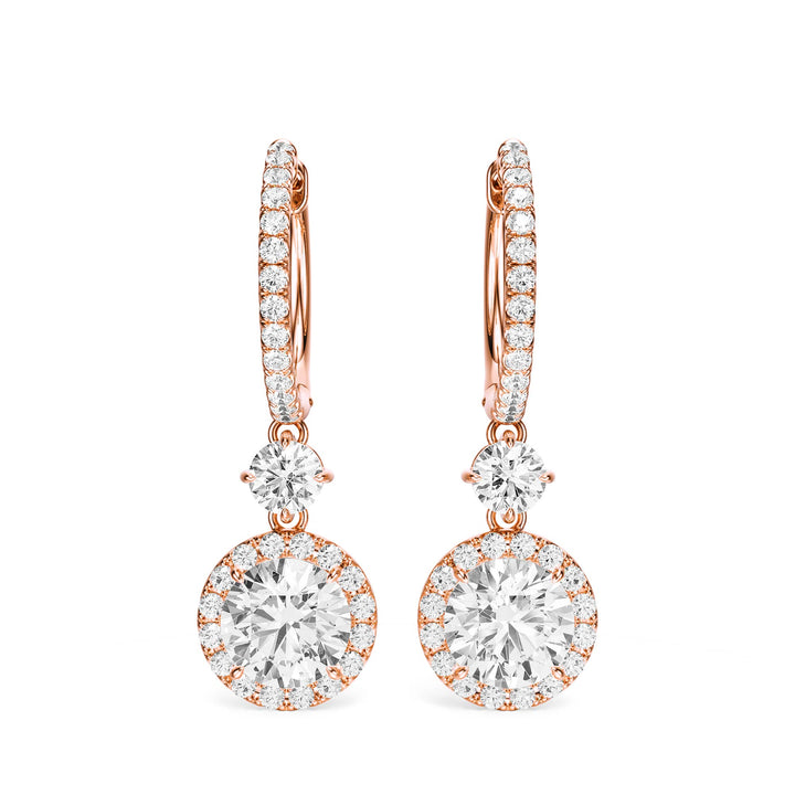 Halo Drop Round Lab Diamond Earrings - E1114