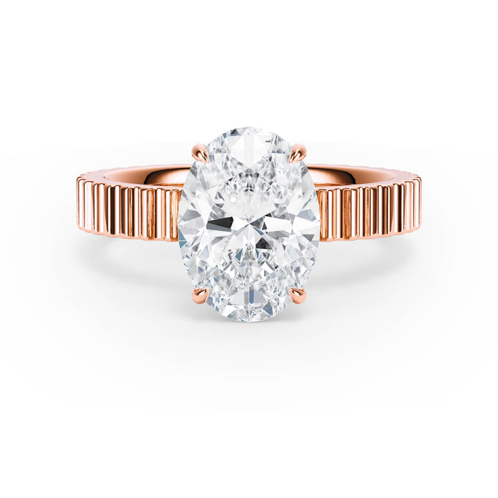 Fluted Band Oval Diamond Engagement Ring - R1210