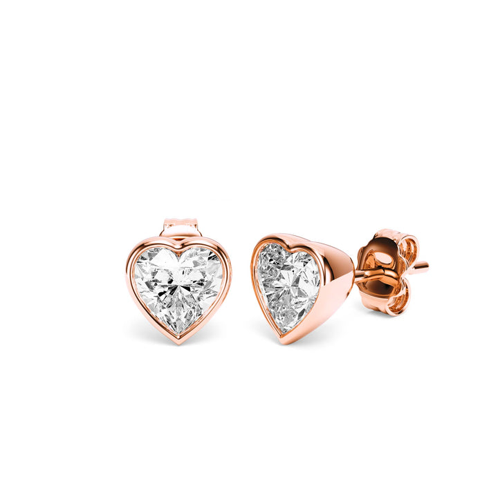 Deco Bezel Heart Lab Diamond Studs - E1112