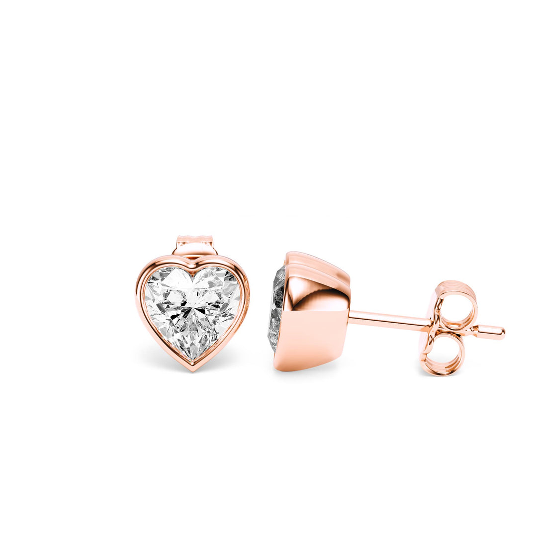 Deco Bezel Heart Lab Diamond Studs - E1112