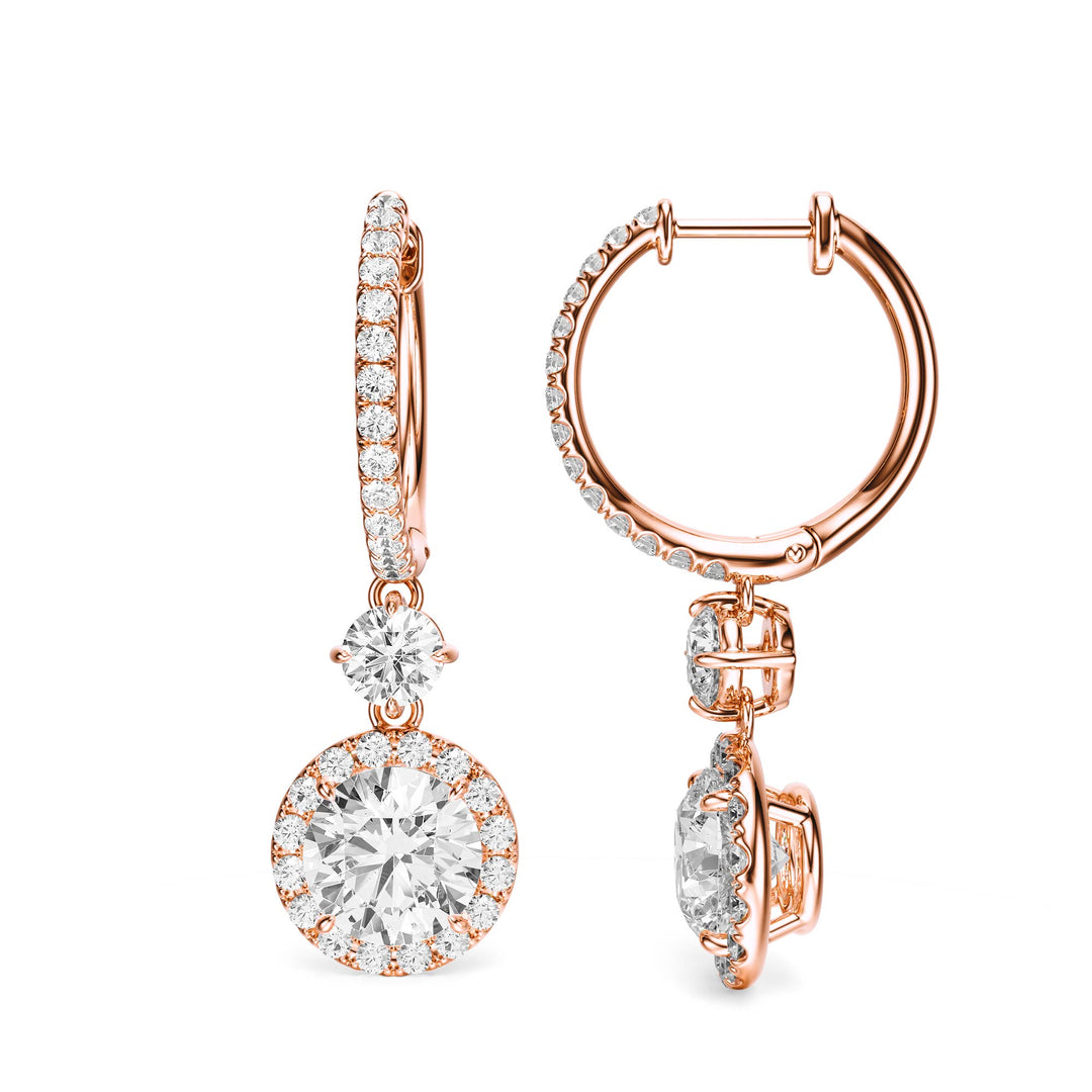 Halo Drop Round Lab Diamond Earrings - E1114