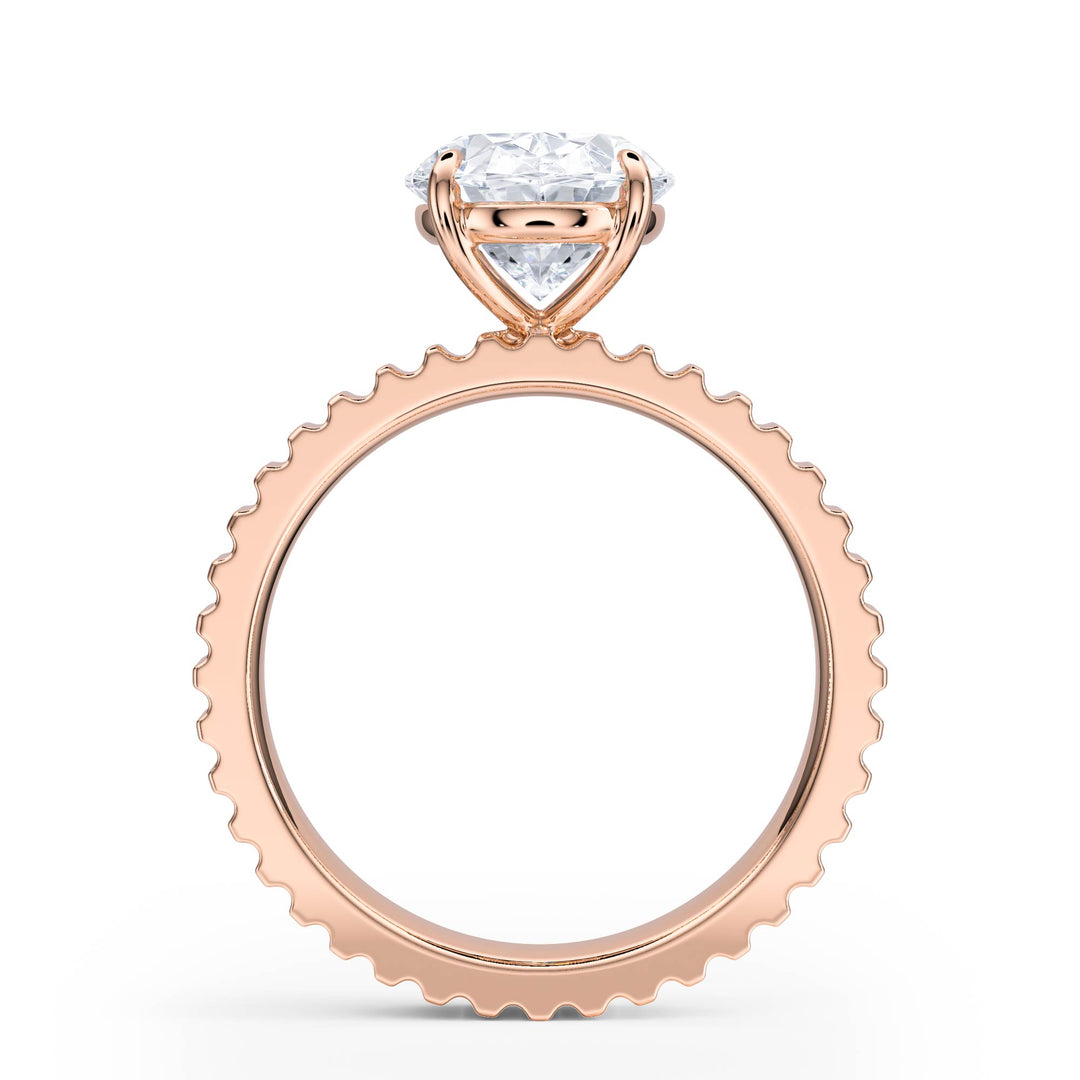 Fluted Band Oval Diamond Engagement Ring - R1210