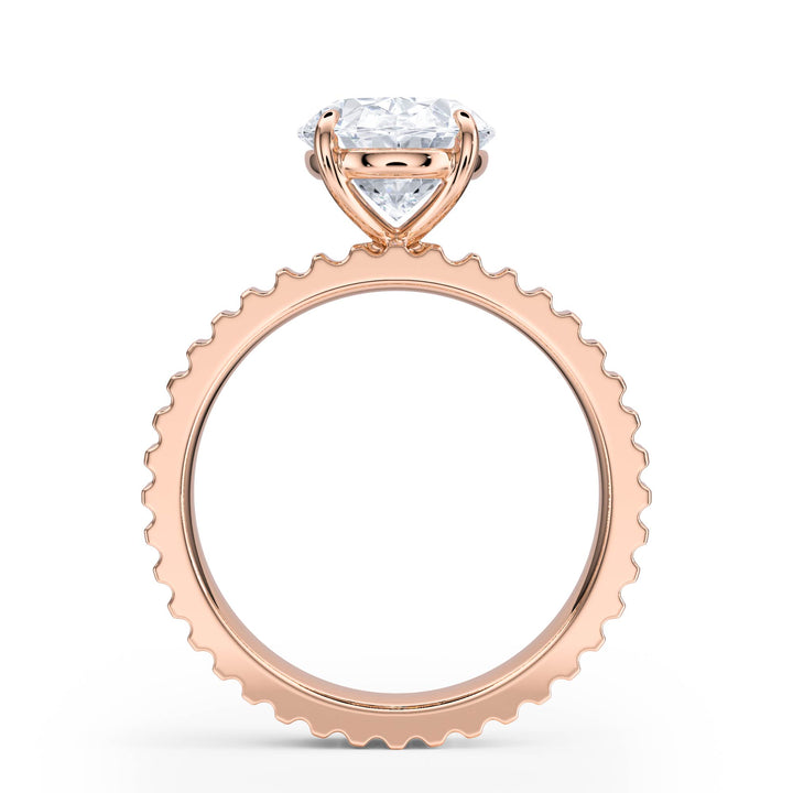 Fluted Band Oval Diamond Engagement Ring - R1210