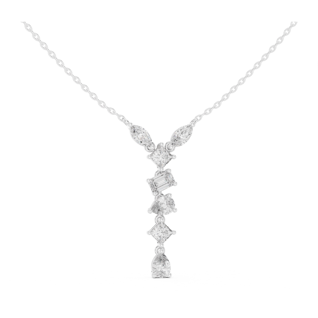 Mixed-Cut 3.5 ctw Diamond Drop Necklace - P1126