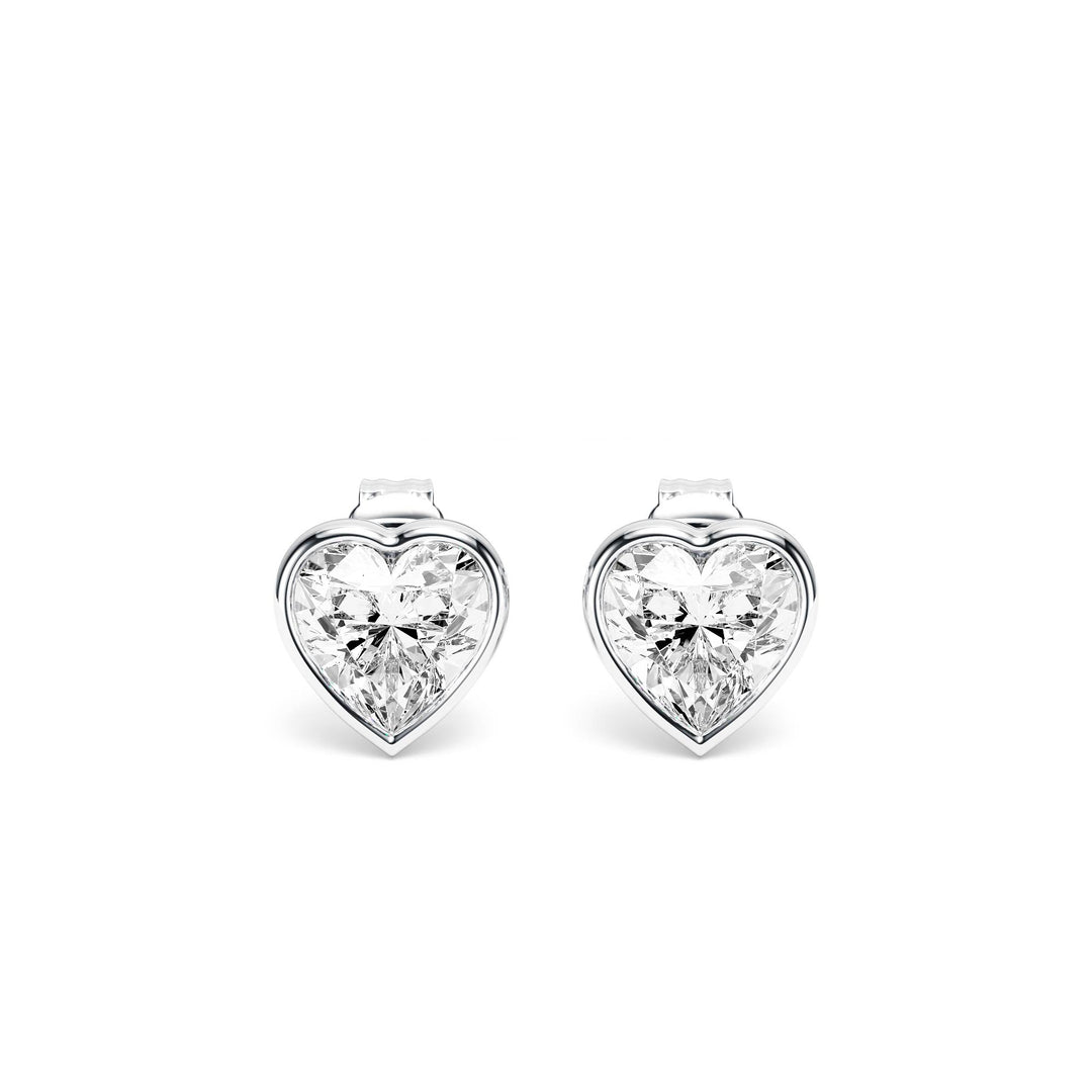 Deco Bezel Heart Lab Diamond Studs - E1112