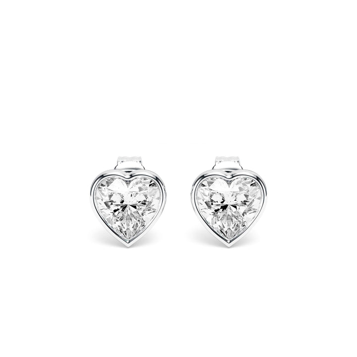 Deco Bezel Heart Lab Diamond Studs - E1112