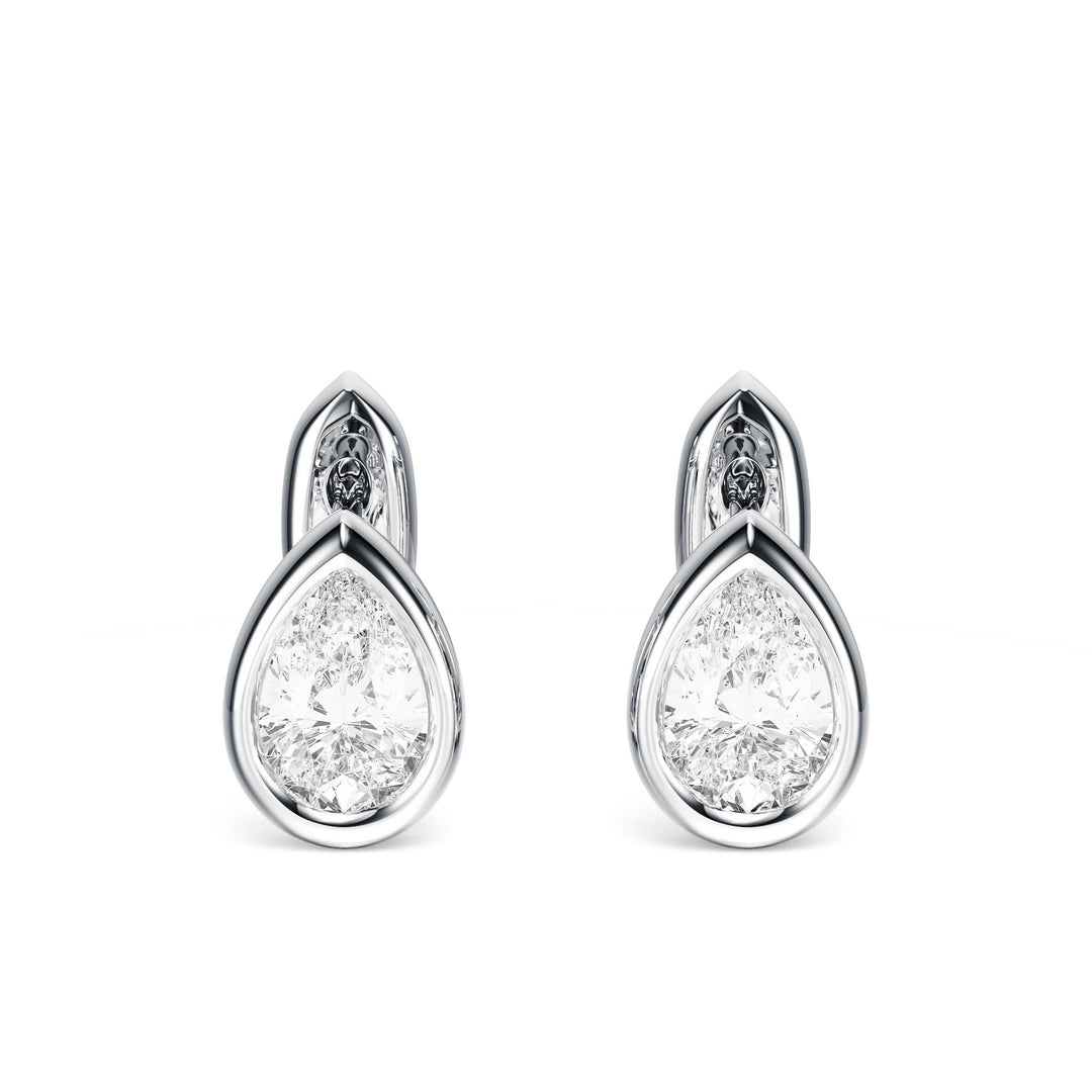 Bezel Pear Lab Diamond Huggie Earrings - E1113