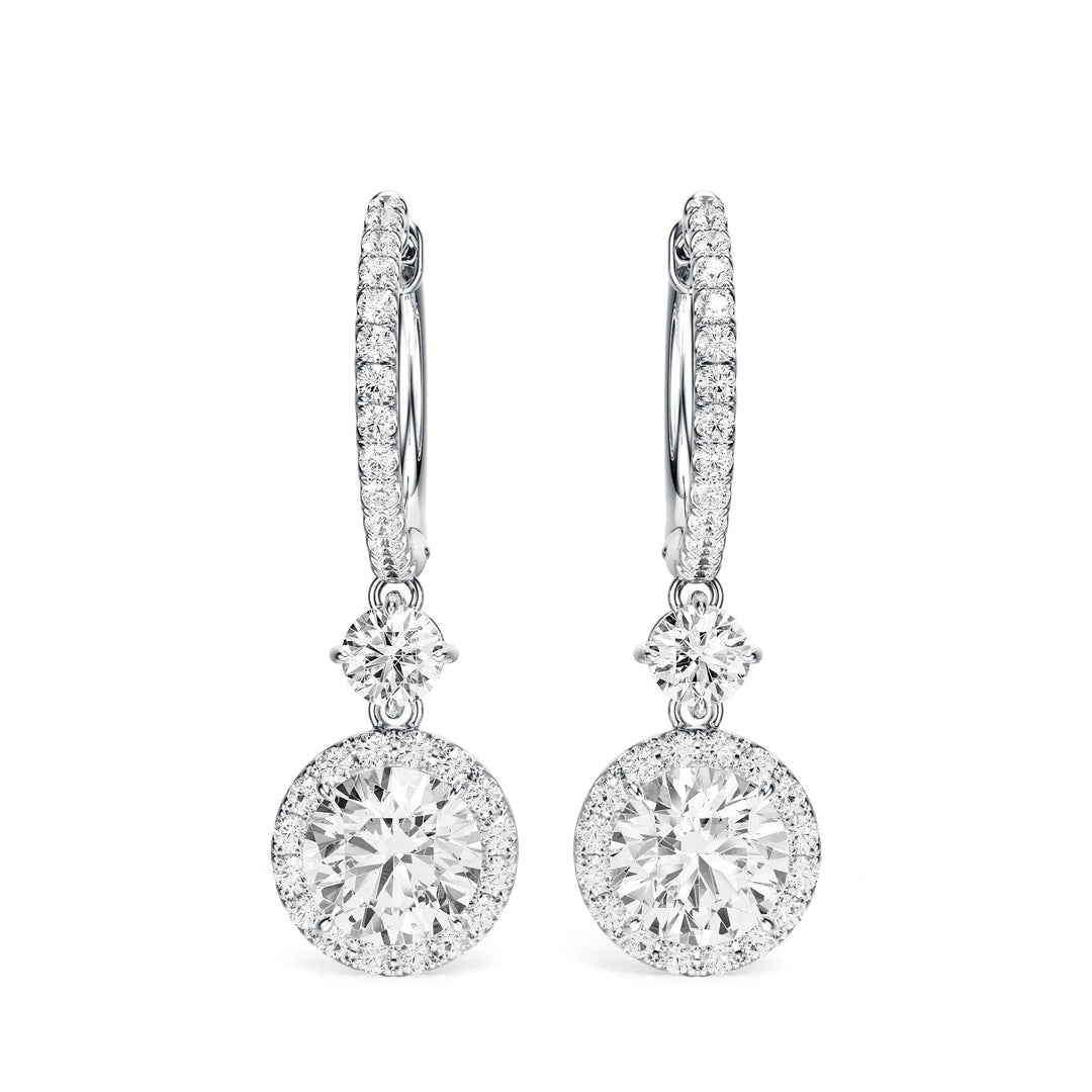 Halo Drop Round Lab Diamond Earrings - E1114