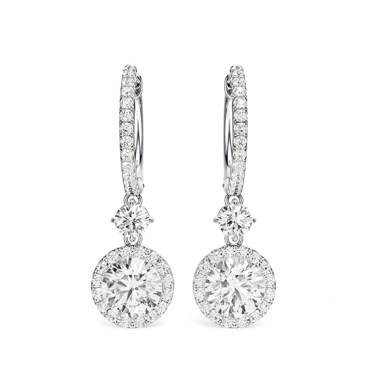 Halo Drop Round Lab Diamond Earrings - E1114