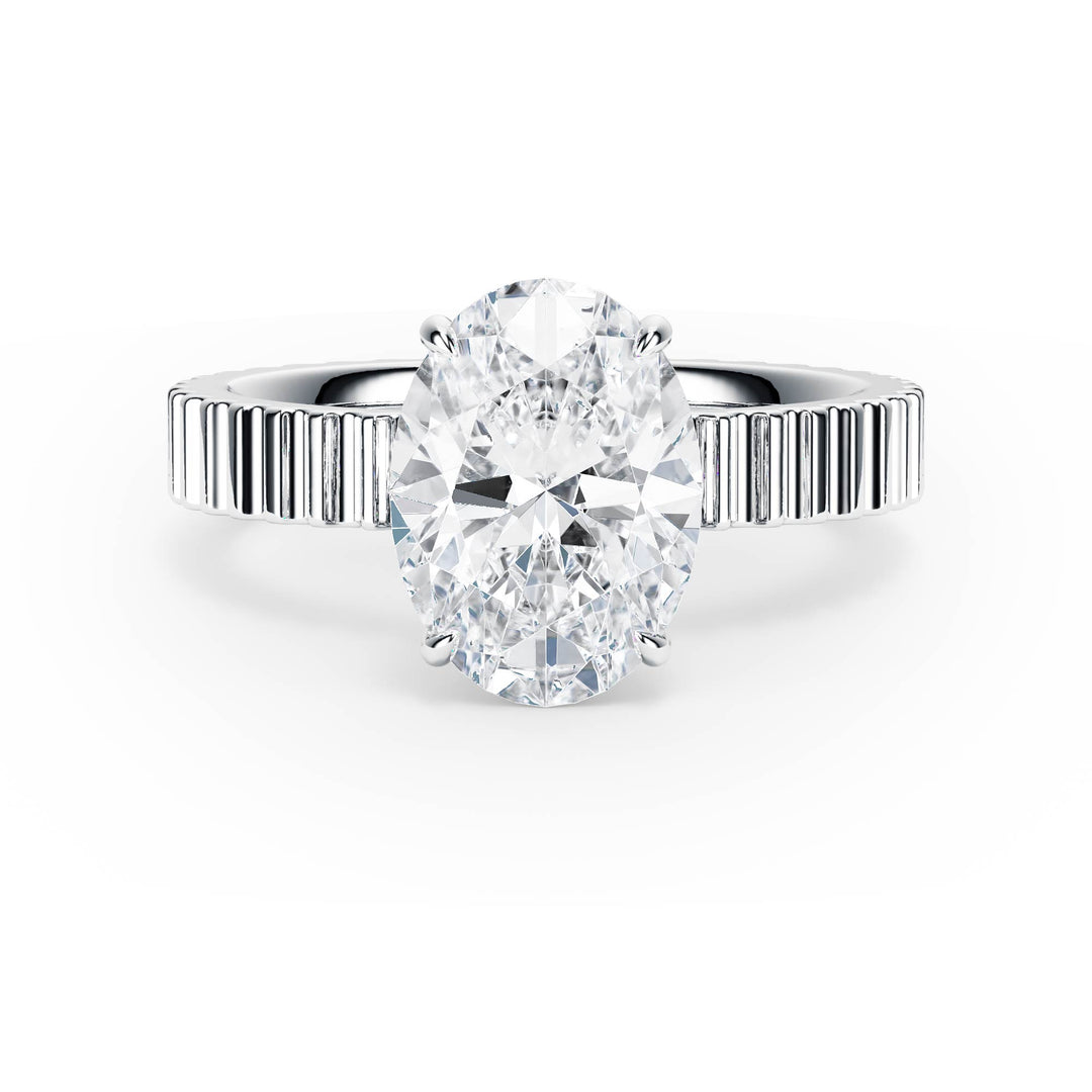 Fluted Band Oval Diamond Engagement Ring - R1210