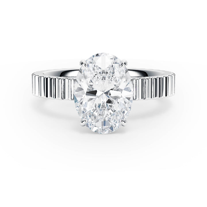 Fluted Band Oval Diamond Engagement Ring - R1210
