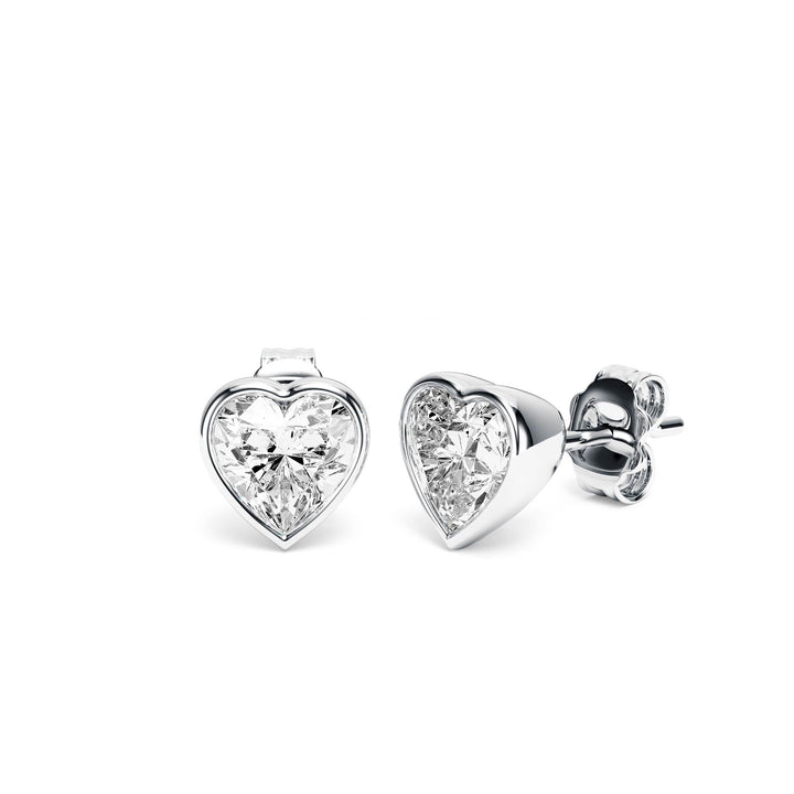 Deco Bezel Heart Lab Diamond Studs - E1112