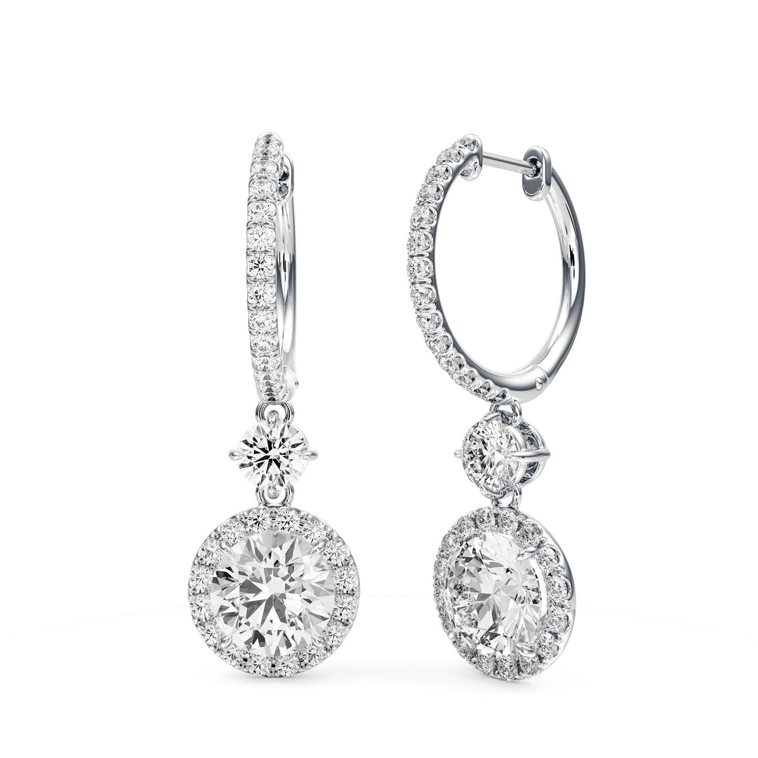 Halo Drop Round Lab Diamond Earrings - E1114