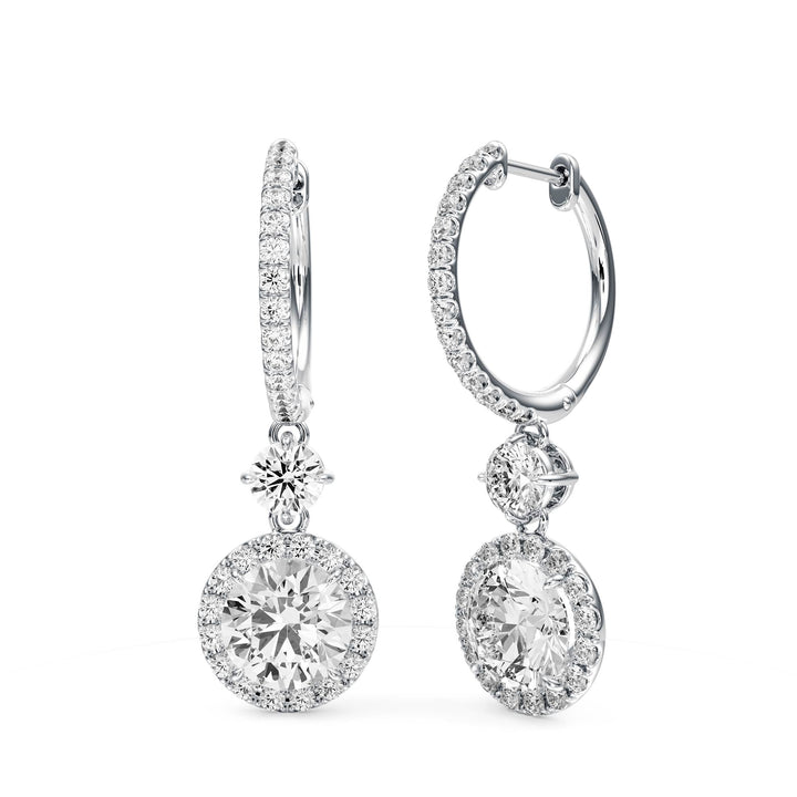 Halo Drop Round Lab Diamond Earrings - E1114