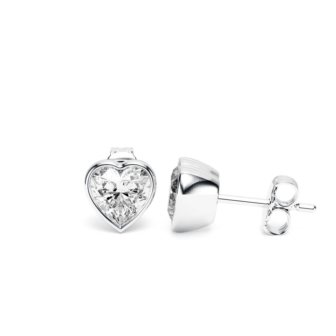 Deco Bezel Heart Lab Diamond Studs - E1112