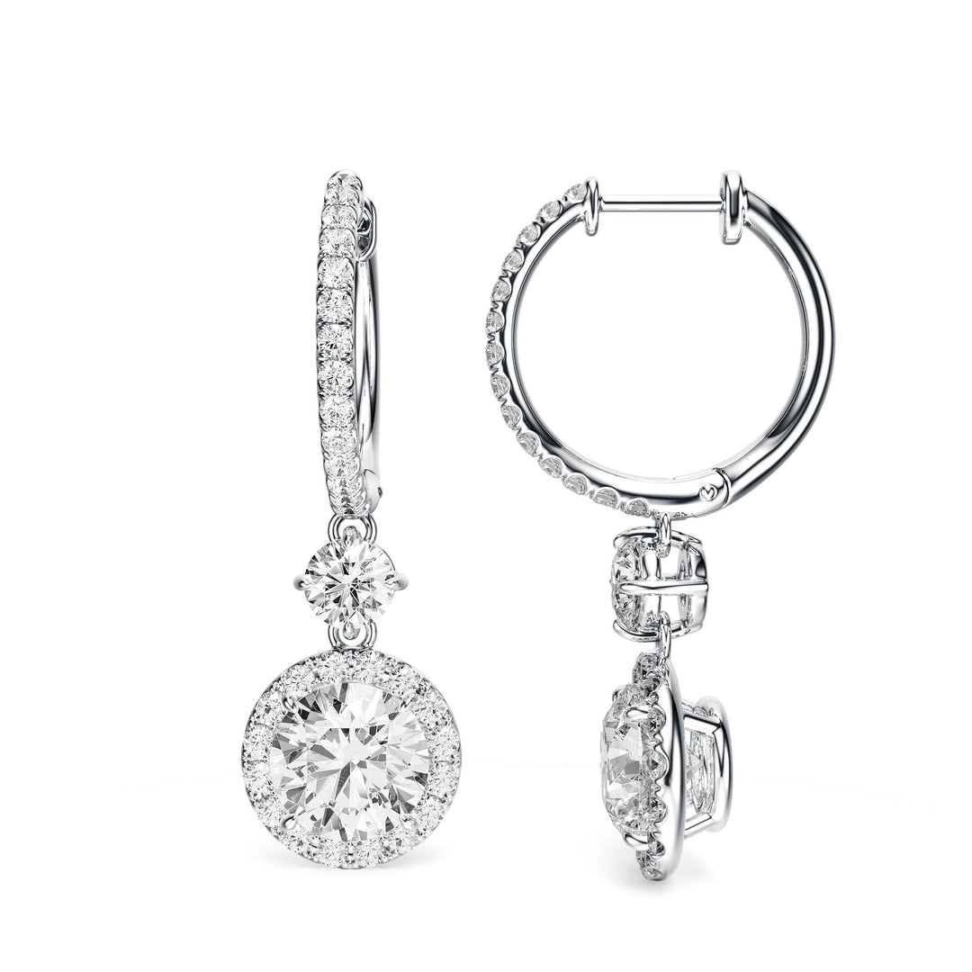 Halo Drop Round Lab Diamond Earrings - E1114