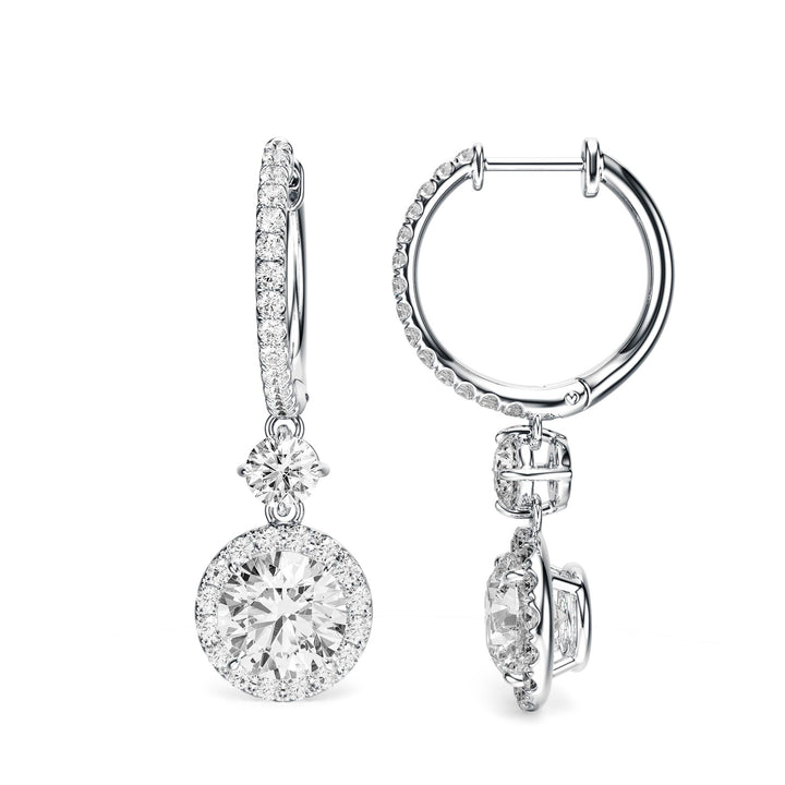 Halo Drop Round Lab Diamond Earrings - E1114