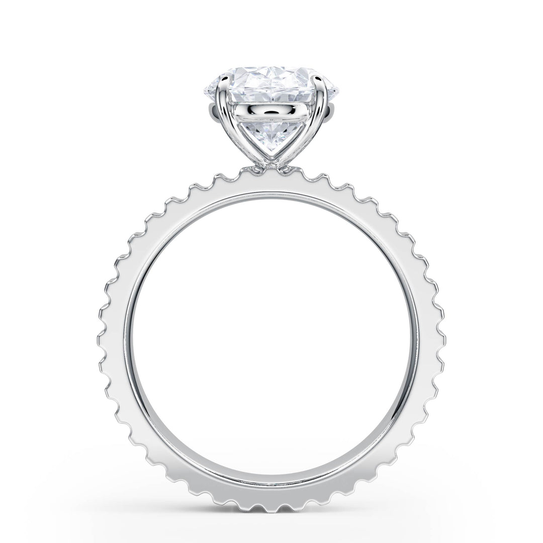 Fluted Band Oval Diamond Engagement Ring - R1210