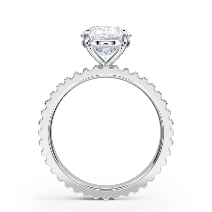 Fluted Band Oval Diamond Engagement Ring - R1210