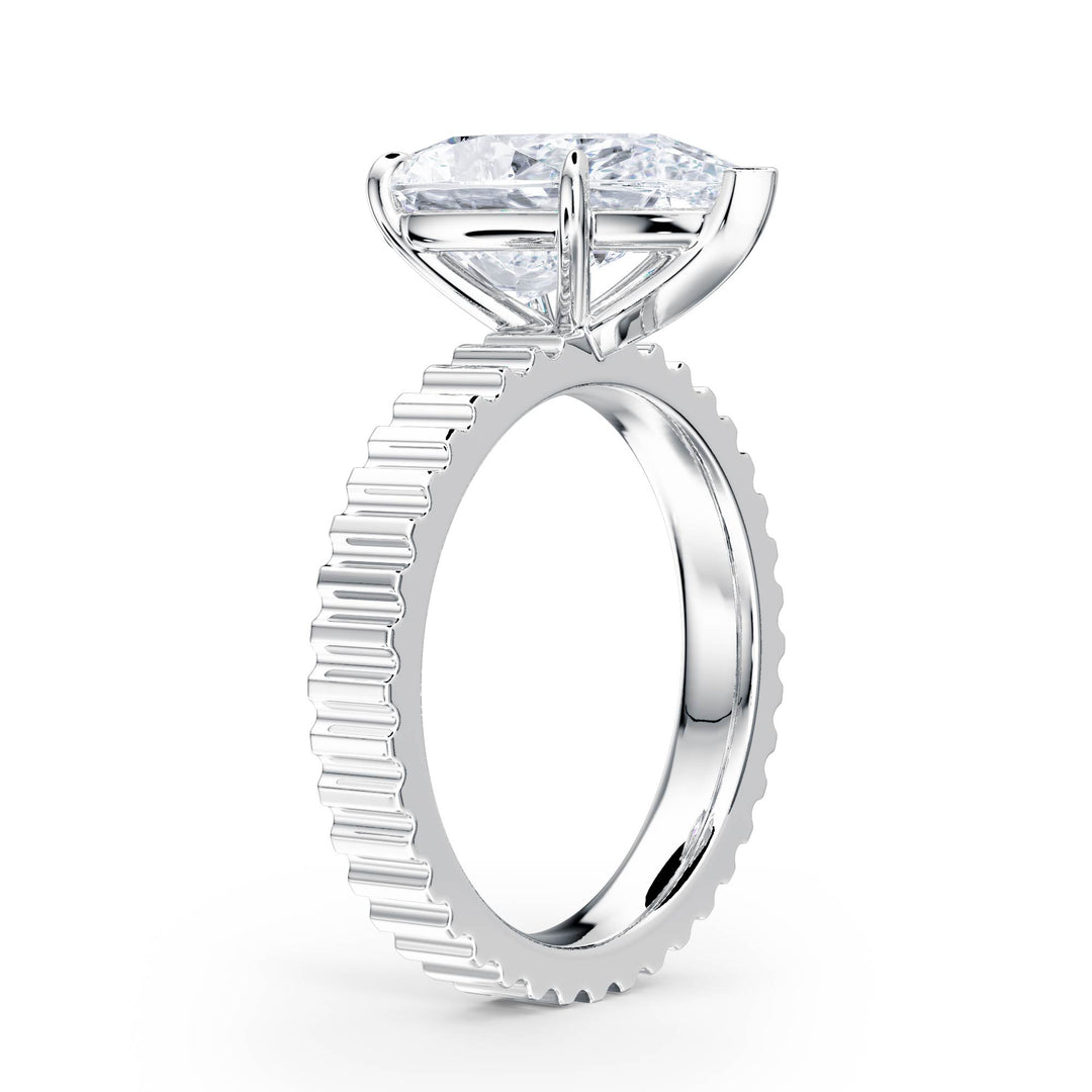 Fluted Band Pear Diamond Engagement Ring - R1209