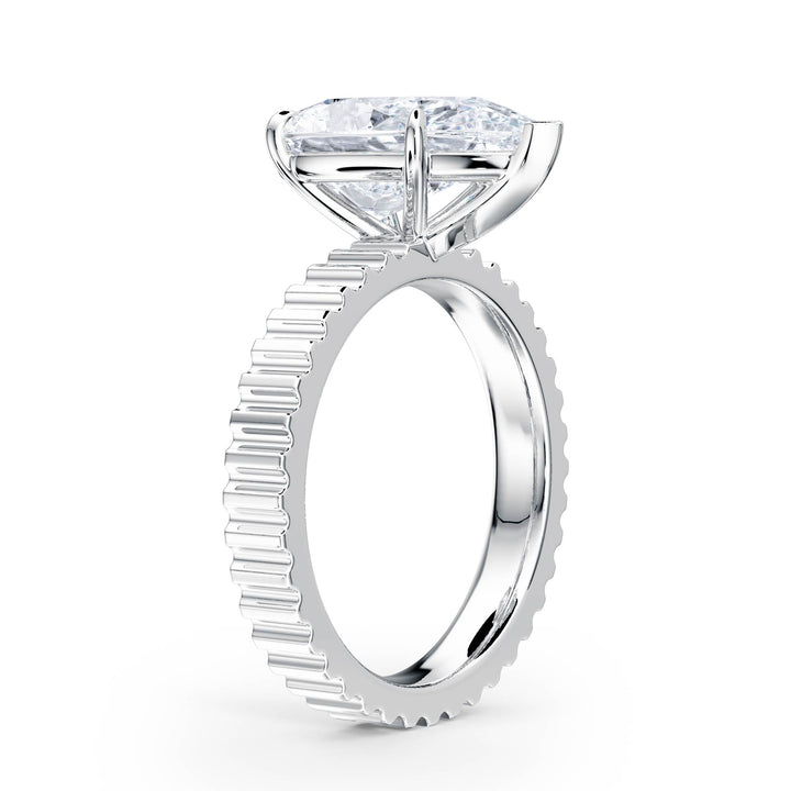 Fluted Band Pear Diamond Engagement Ring - R1209