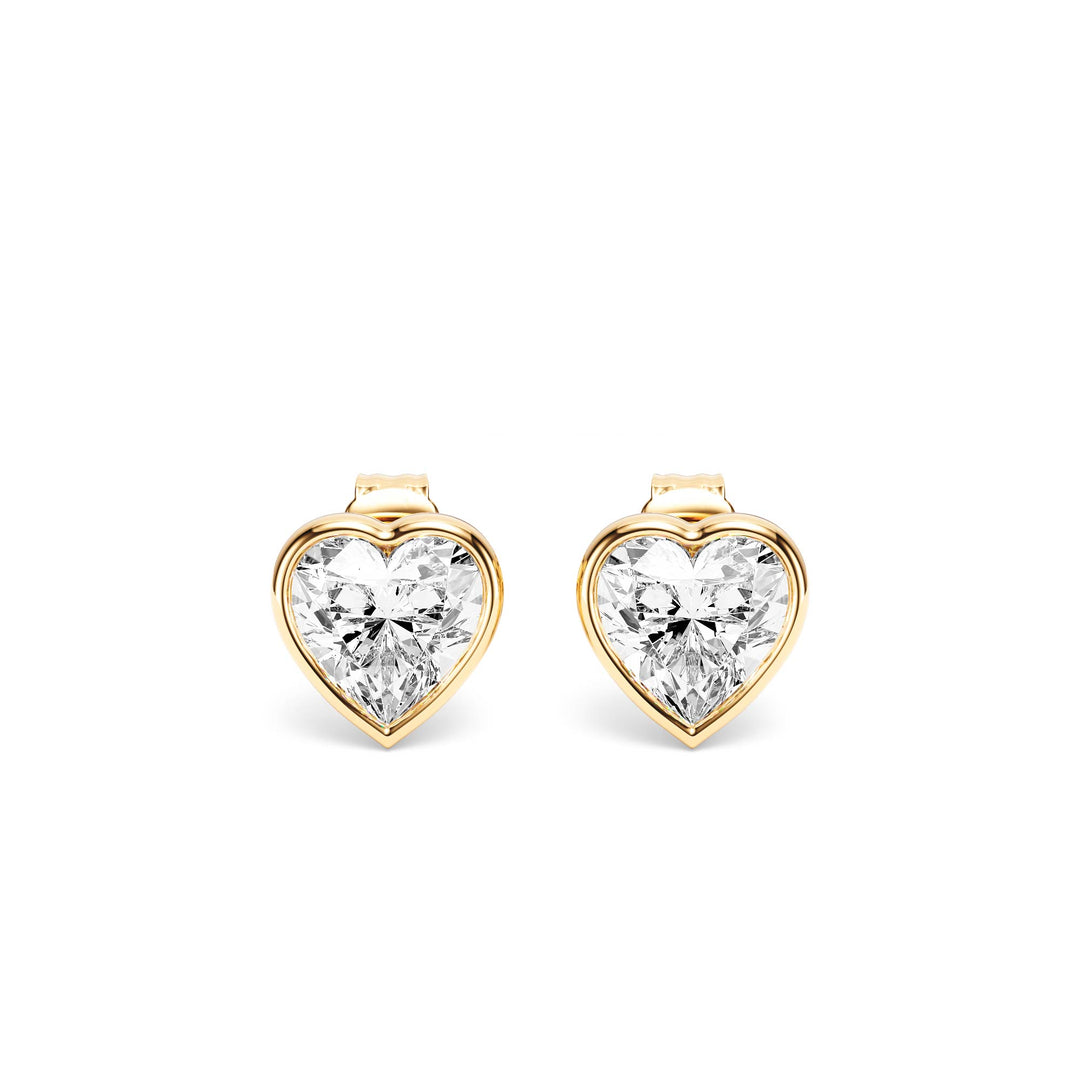 Deco Bezel Heart Lab Diamond Studs - E1112