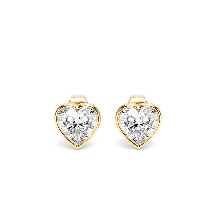 Deco Bezel Heart Lab Diamond Studs - E1112