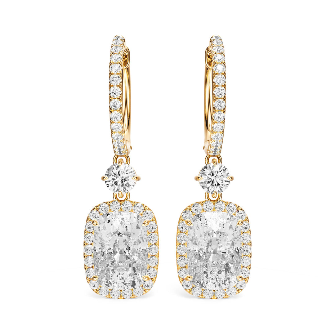 Halo Drop Elongated Cushion Lab Diamond Earrings - E1114