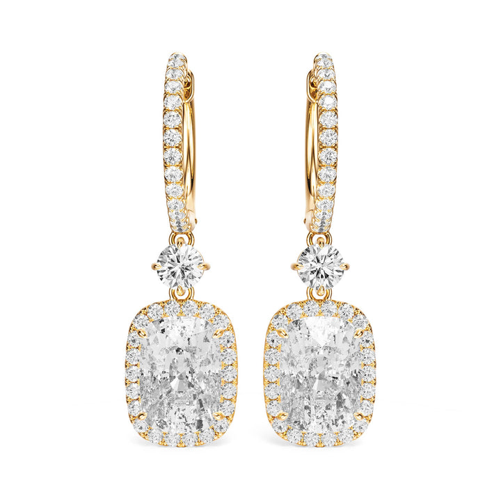 Halo Drop Elongated Cushion Lab Diamond Earrings - E1114