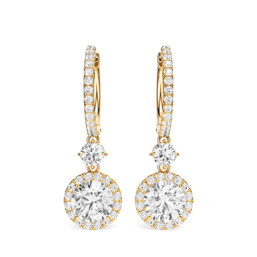 Halo Drop Round Lab Diamond Earrings - E1114