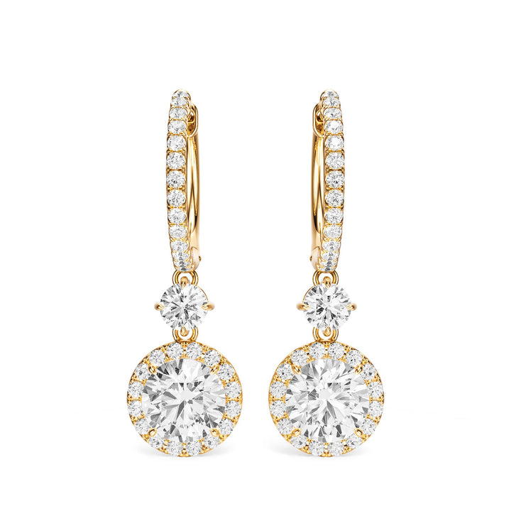 Halo Drop Round Lab Diamond Earrings - E1114