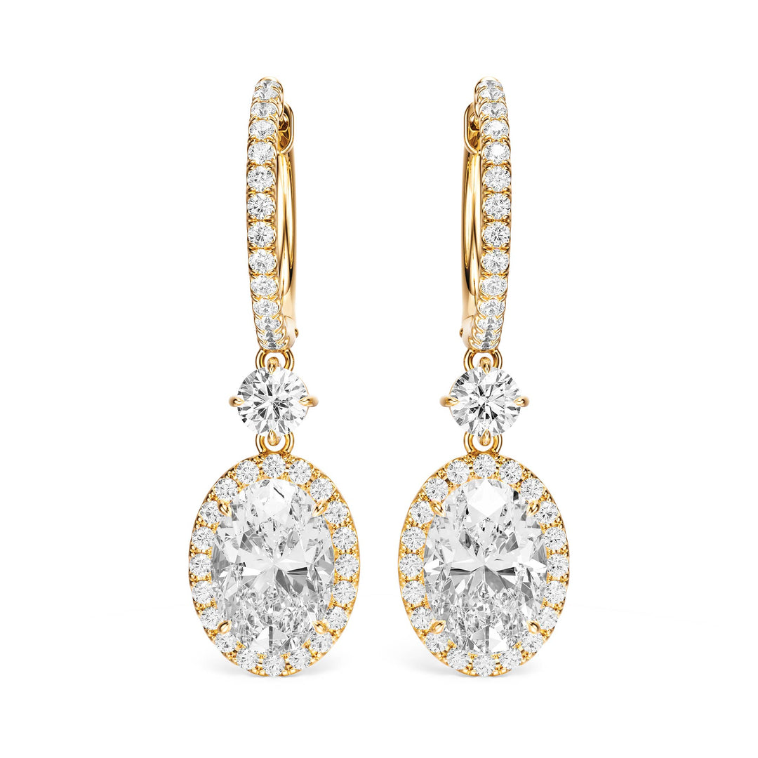 Halo Drop Oval Lab Diamond Earrings - E1114