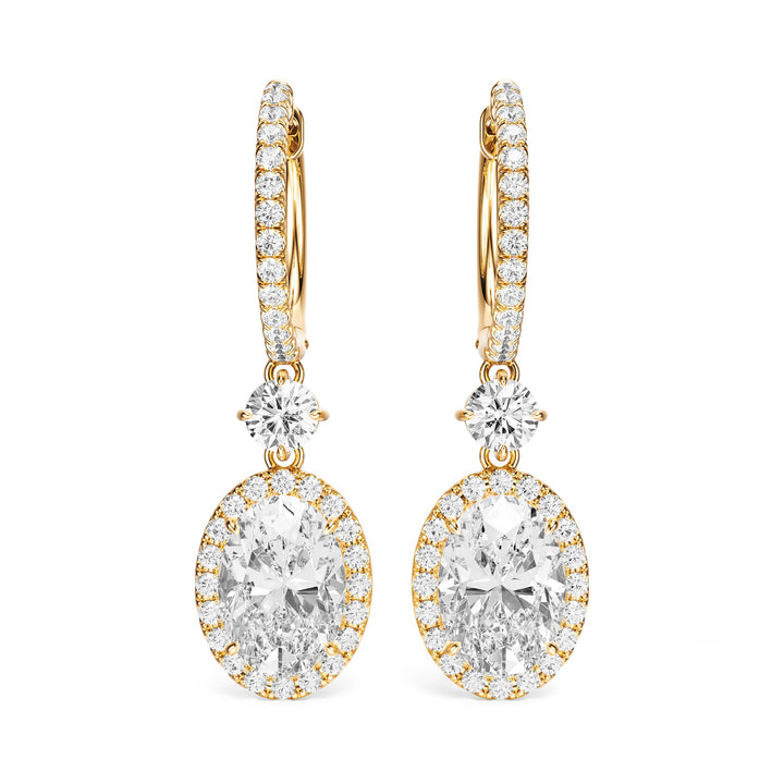 Halo Drop Oval Lab Diamond Earrings - E1114
