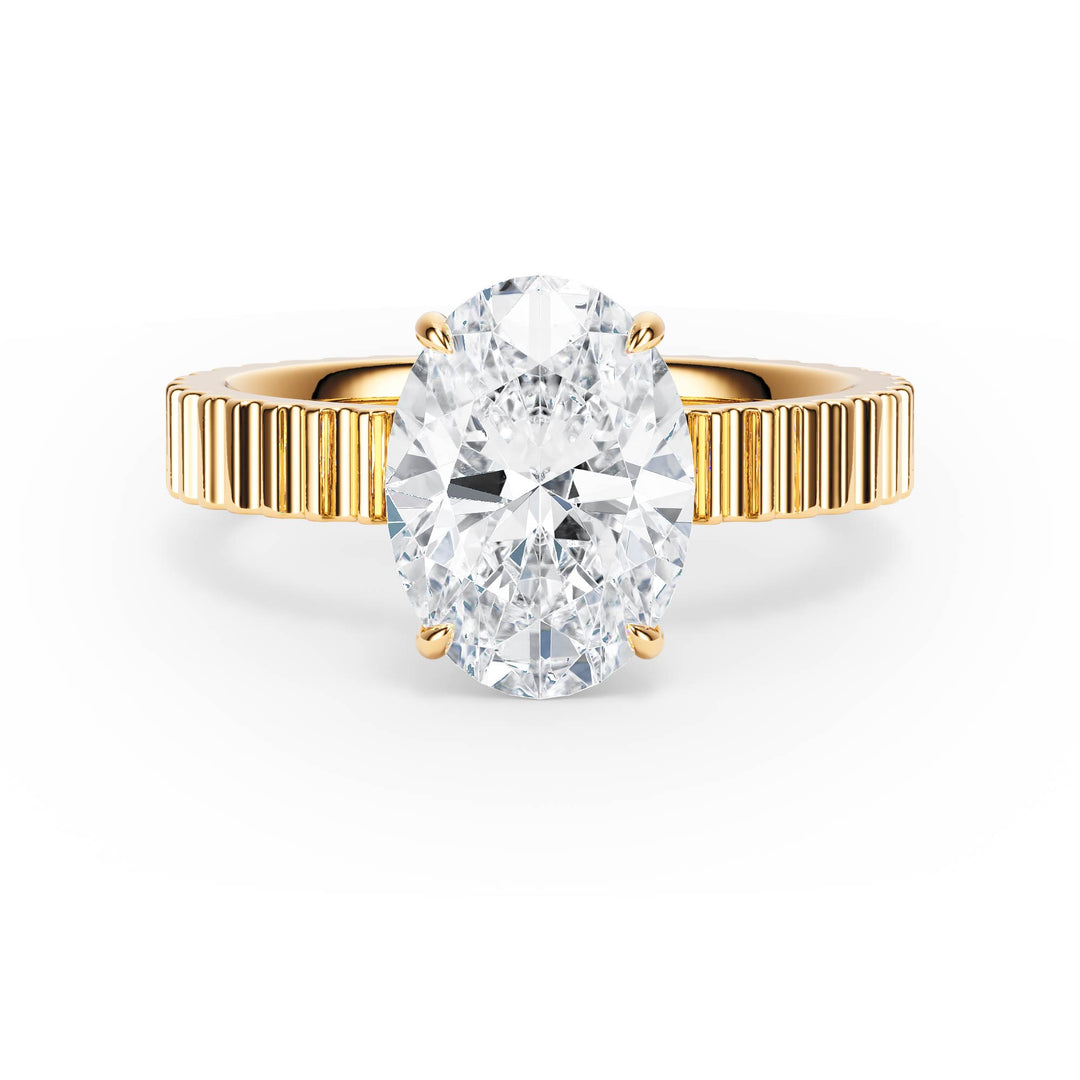 Fluted Band Oval Diamond Engagement Ring - R1210
