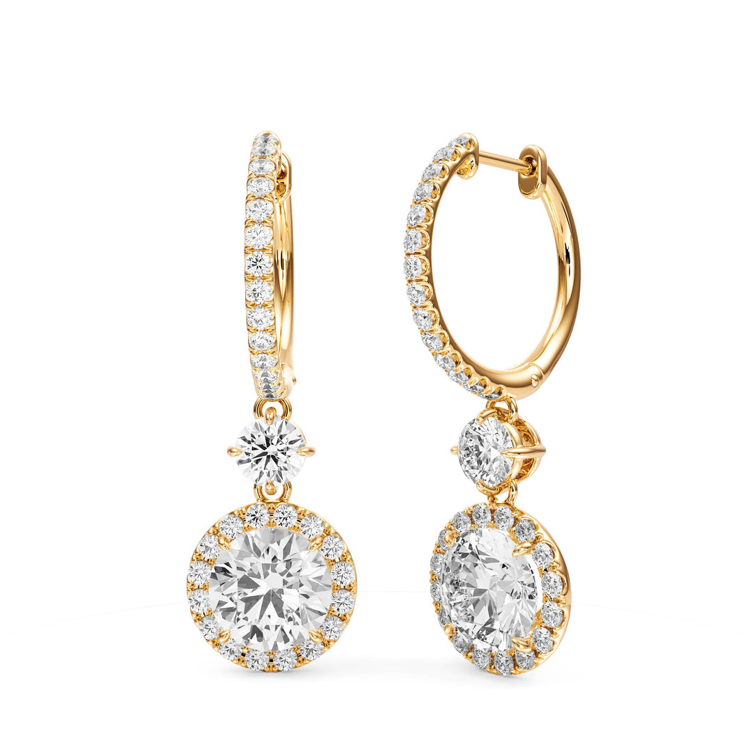 Halo Drop Round Lab Diamond Earrings - E1114