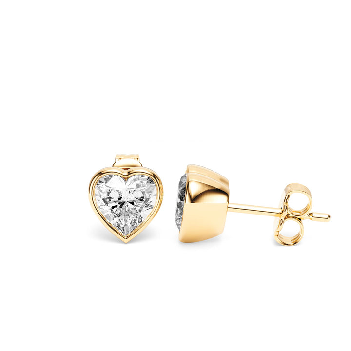 Deco Bezel Heart Lab Diamond Studs - E1112