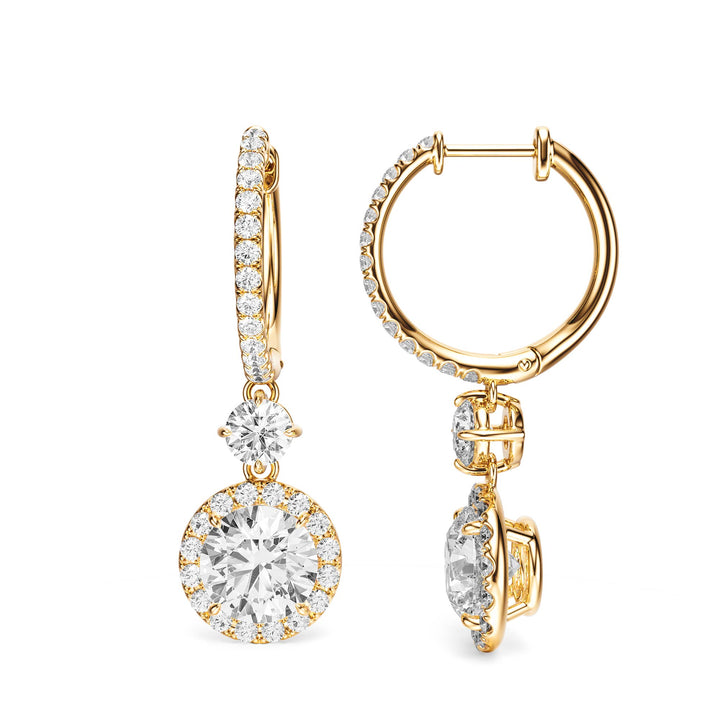 Halo Drop Round Lab Diamond Earrings - E1114