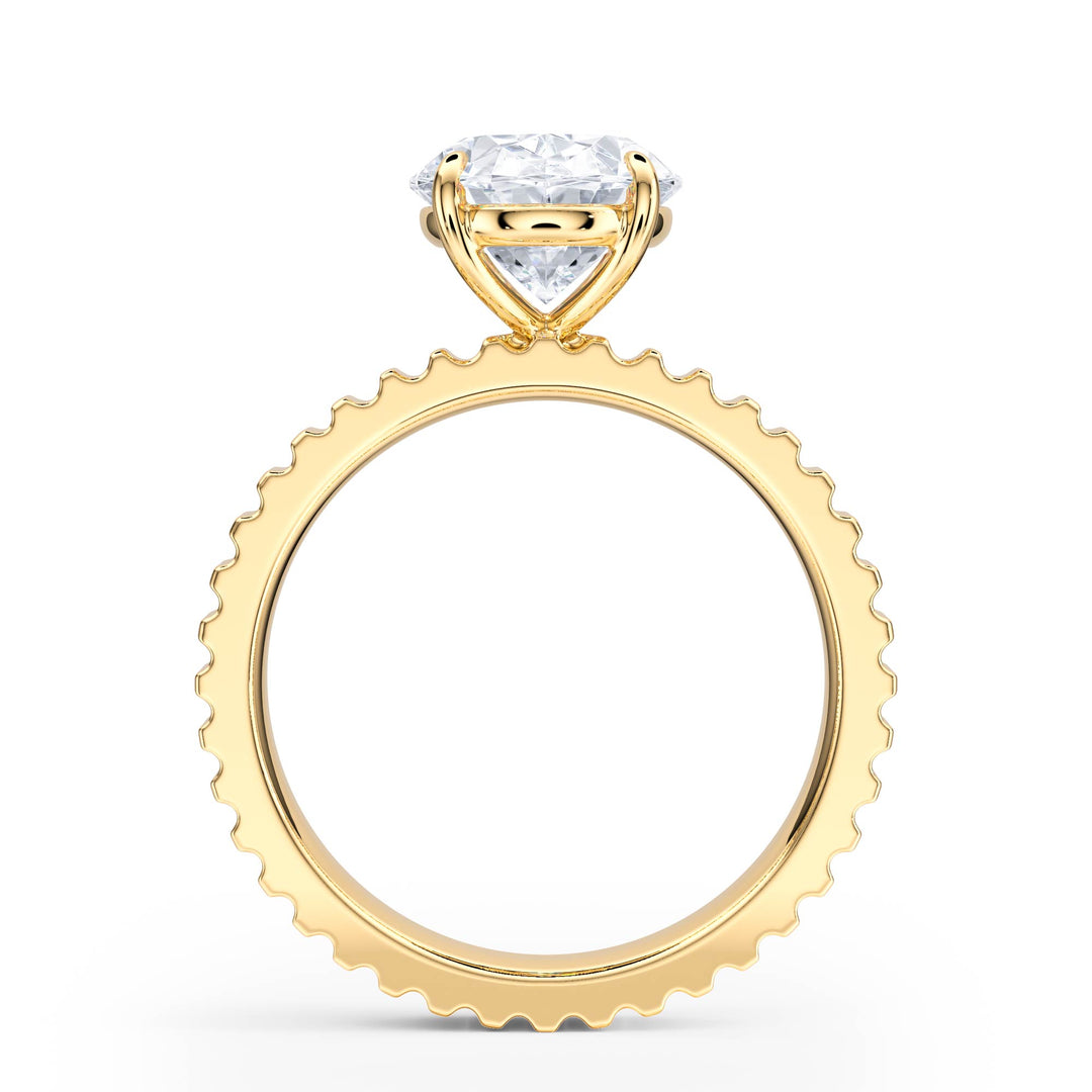 Fluted Band Oval Diamond Engagement Ring - R1210