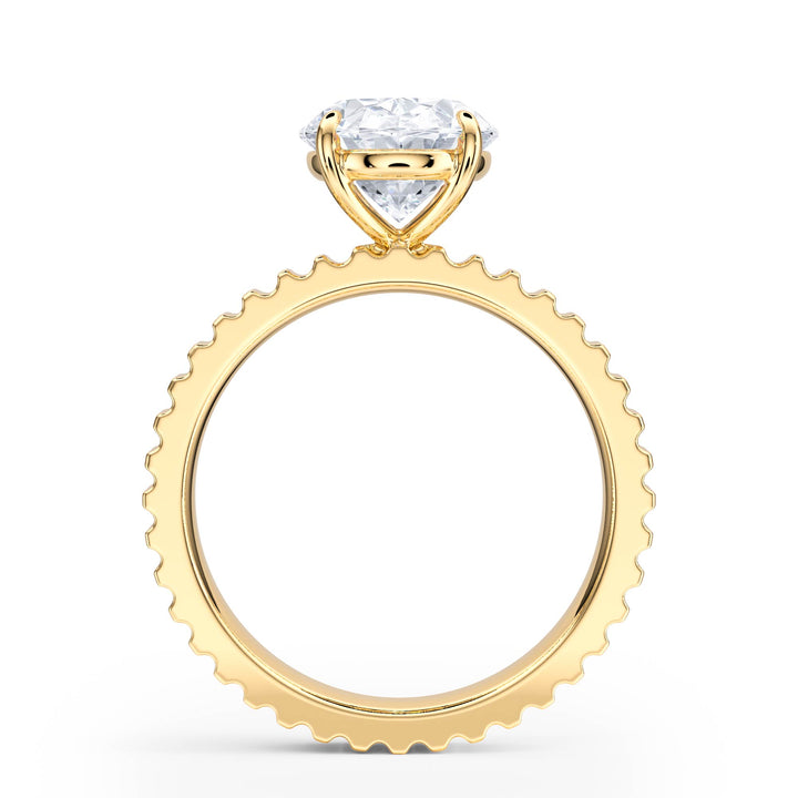 Fluted Band Oval Diamond Engagement Ring - R1210
