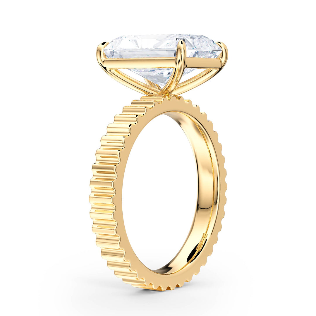 Fluted Band Radiant Diamond Engagement Ring - R1207