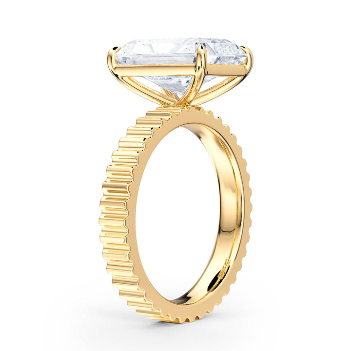 Fluted Band Radiant Diamond Engagement Ring - R1207