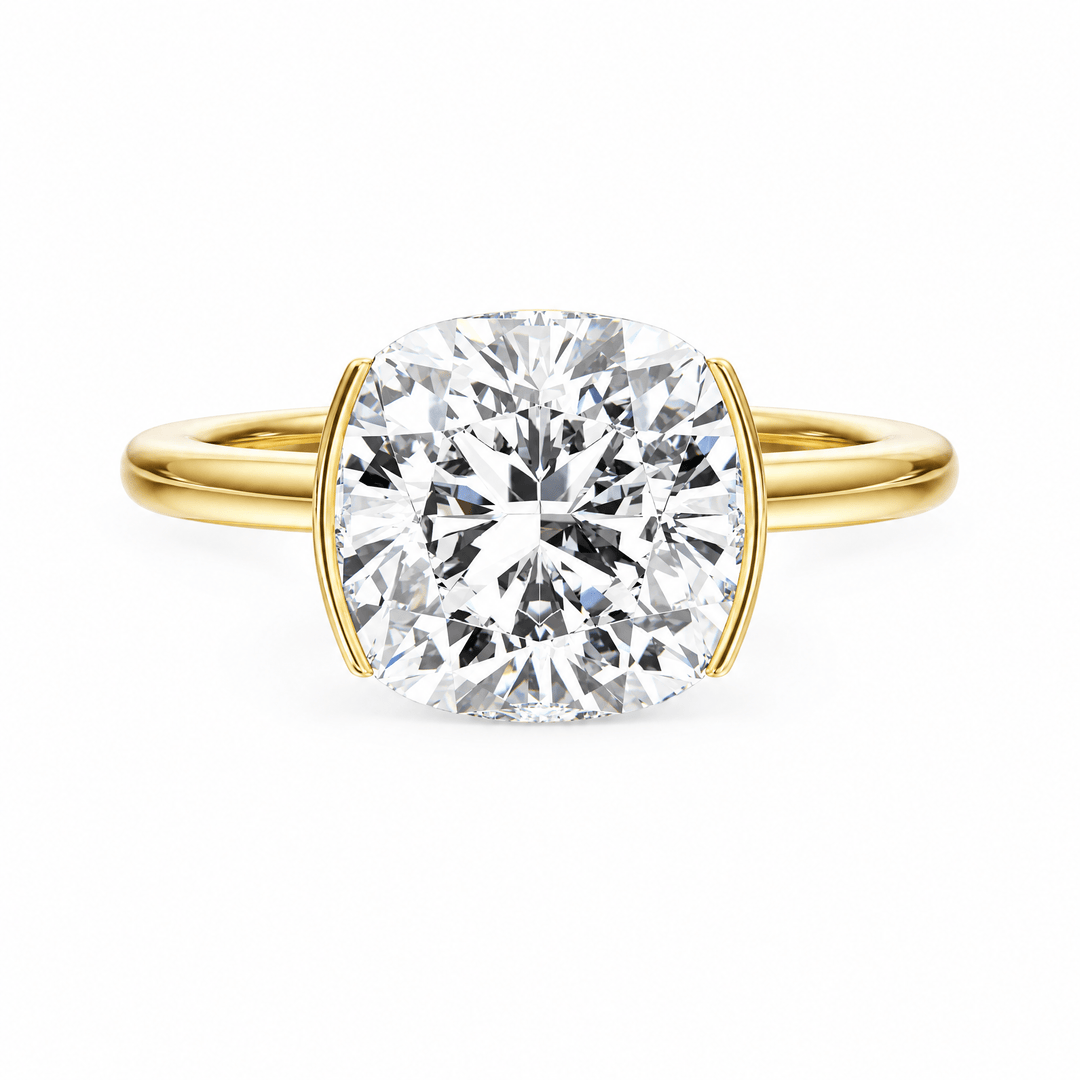 Adore Half Bezel Cushion Diamond Engagement Ring in Ring by 18 KARATS INC.