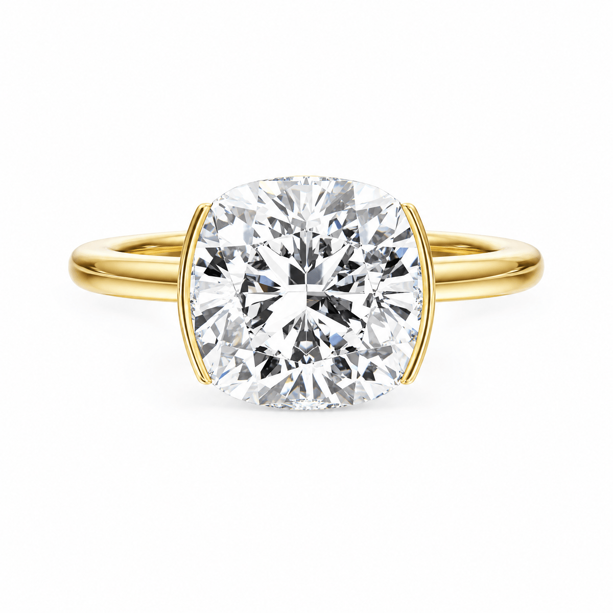 Adore Half Bezel Cushion Diamond Engagement Ring in Ring by 18 KARATS INC.