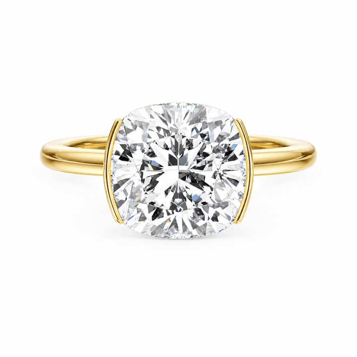 Adore Half Bezel Cushion Diamond Engagement Ring in Ring by 18 KARATS INC.