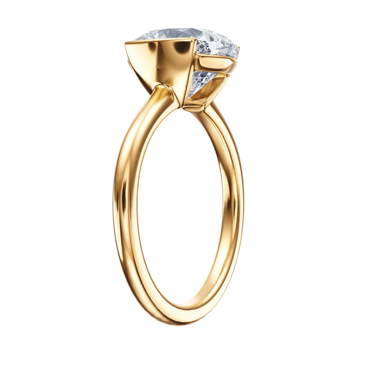 Adore Half Bezel Cushion Diamond Engagement Ring - R1052 in Ring by 18 KARATS INC.