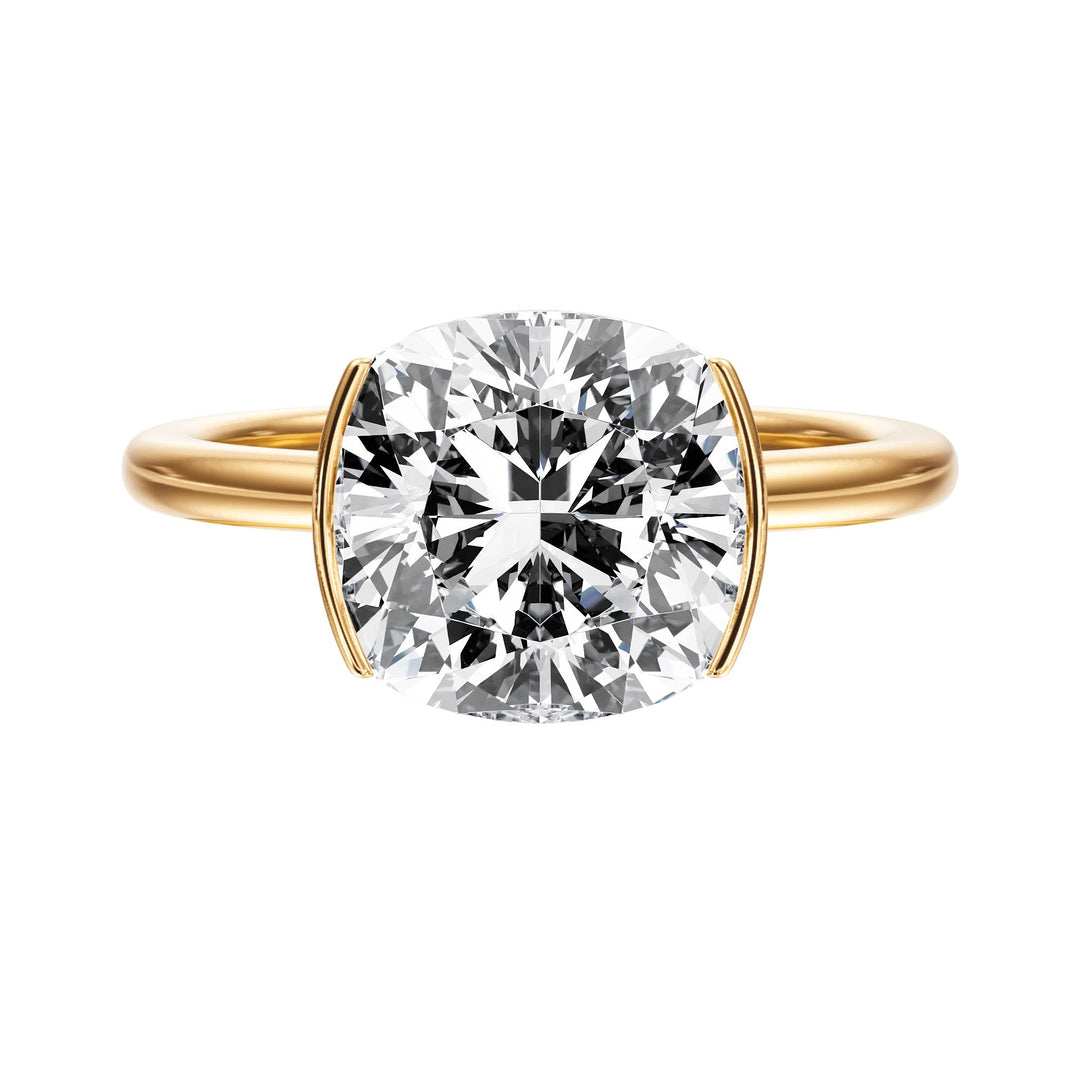 Adore Half Bezel Cushion Diamond Engagement Ring - R1052 in Ring by 18 KARATS INC.